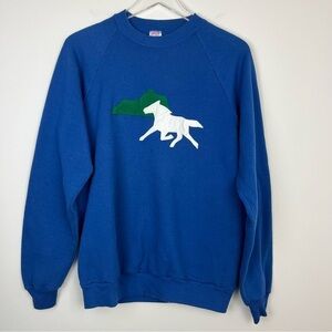 VINTAGE Kentucky Horse Sweatshirt Royal Blue Large